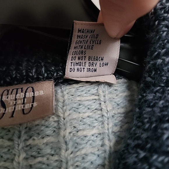 Susquehannah Trail Outfitters Women's Size Large Full Zip Cardigan Cream Blue - Picture 3 of 6